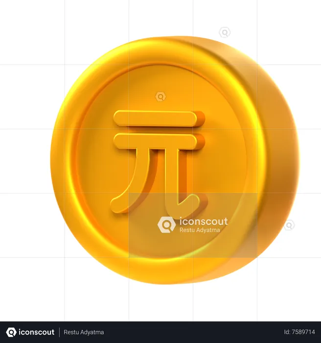 Pièce de monnaie du dollar de Taïwan  3D Icon