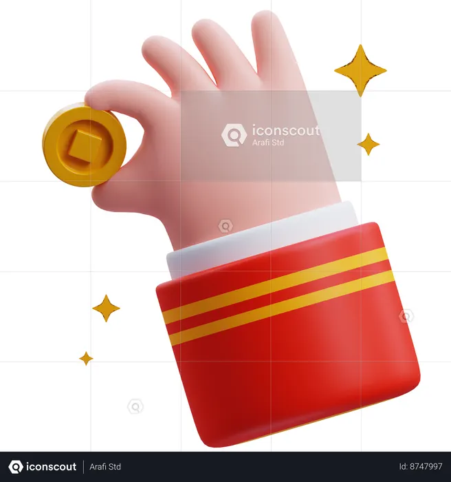 Main chinoise tenant une pièce de monnaie  3D Icon