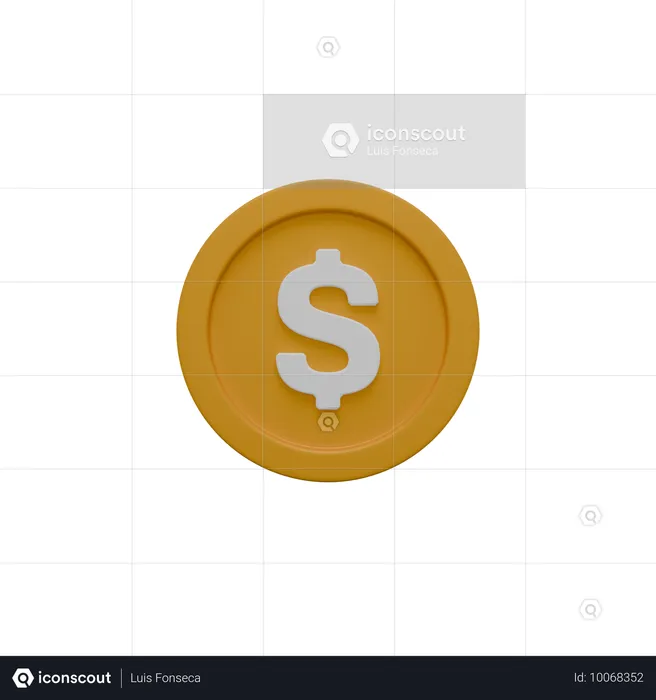 Pièce d'un dollar  3D Icon