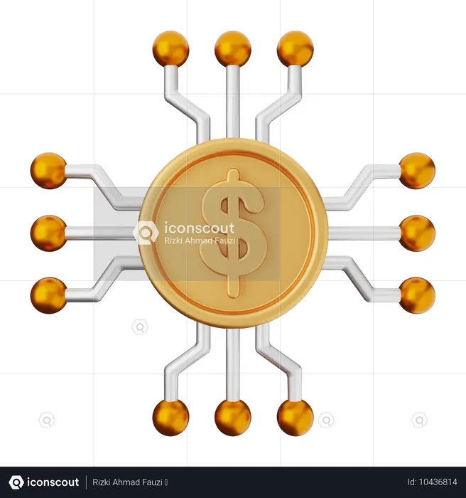 Pièce de monnaie numérique dollar  3D Icon