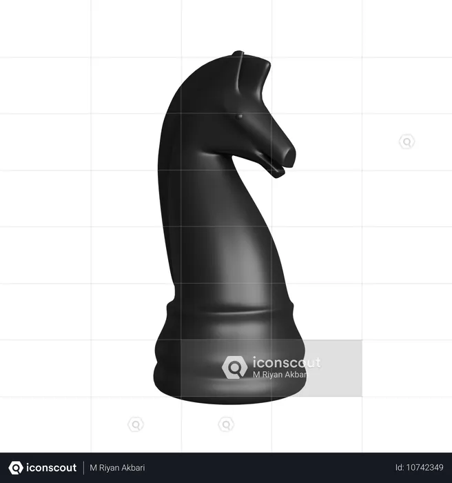 Pièce d'échecs du cavalier noir  3D Icon