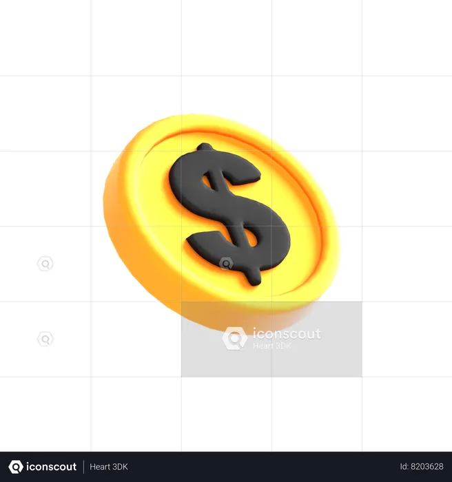 Pièce d'un dollar  3D Icon