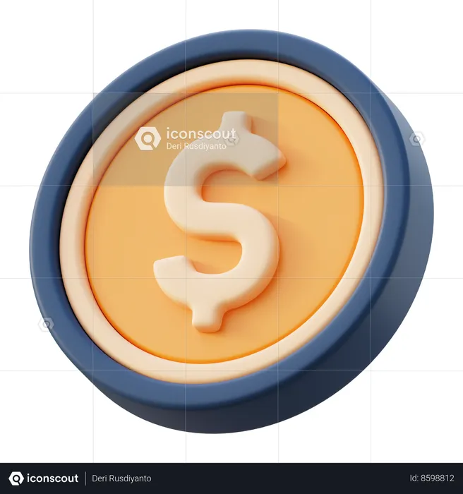 Pièce d'un dollar  3D Icon