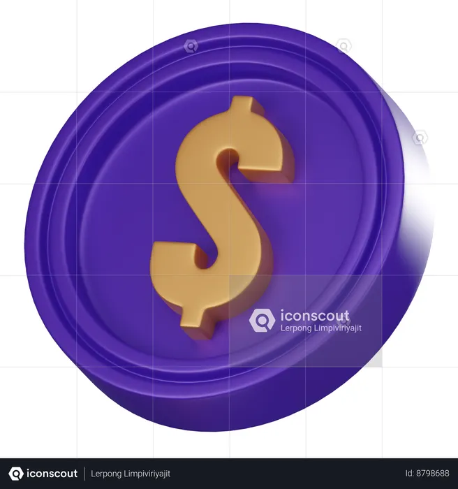 Pièce d'un dollar  3D Icon