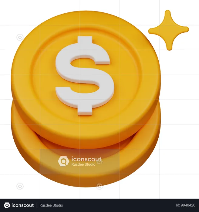 Pièce d'un dollar  3D Icon