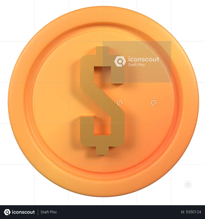 Pièce d'un dollar  3D Icon