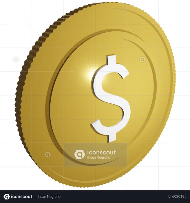 Pièce d'un dollar  3D Icon