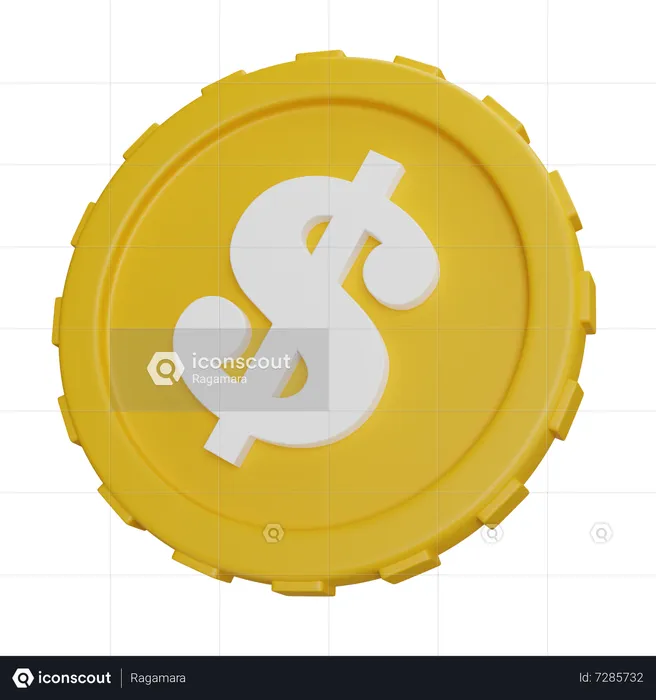 Pièce d'un dollar  3D Icon