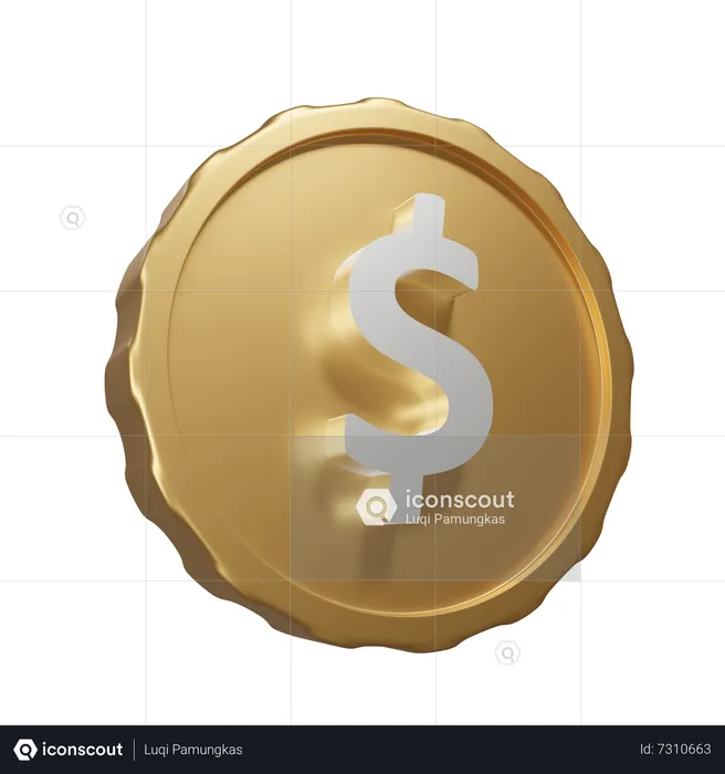 Pièce d'un dollar  3D Icon