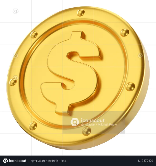 Pièce d'un dollar  3D Icon