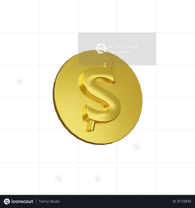 Pièce d'un dollar  3D Icon