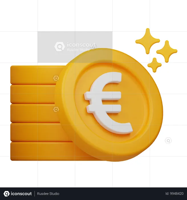 Pièce en euros  3D Icon