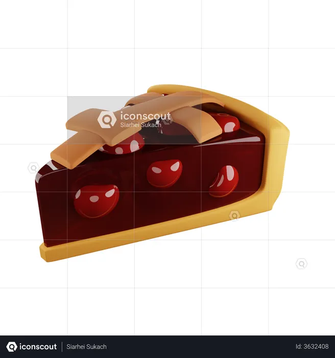 Piece of cherry pie  3D Illustration