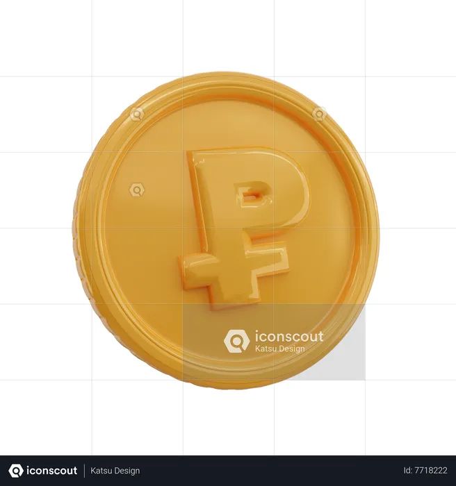 Pièce de monnaie symbole du rouble  3D Icon