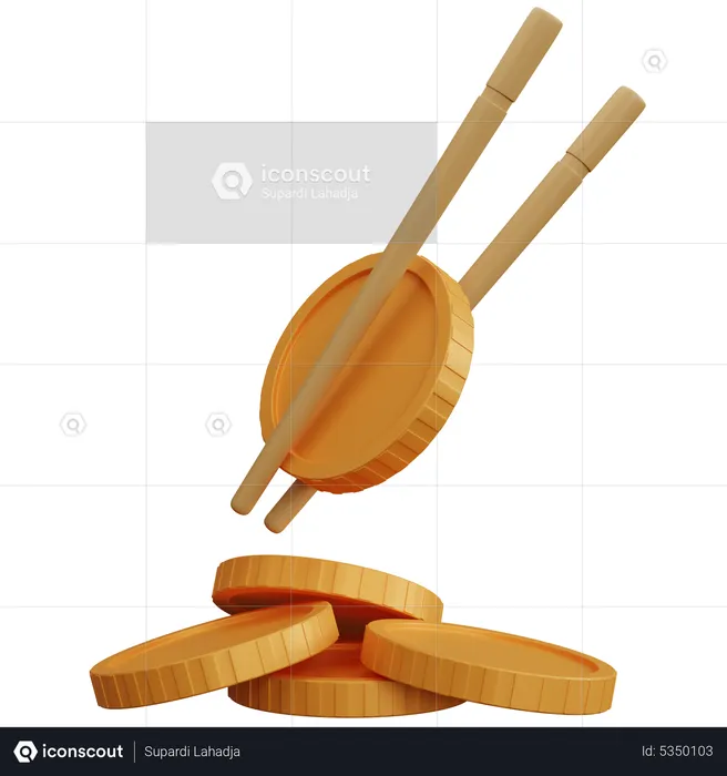 Pièces de monnaie avec des baguettes  3D Icon