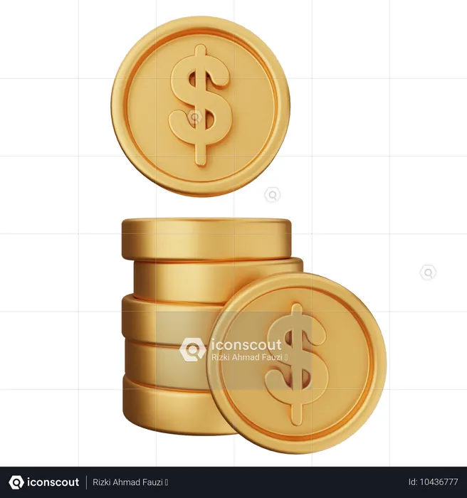 Pièces de monnaie dollar  3D Icon
