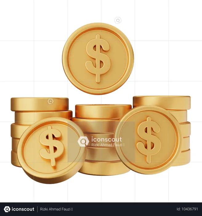 Pièces de monnaie dollar  3D Icon