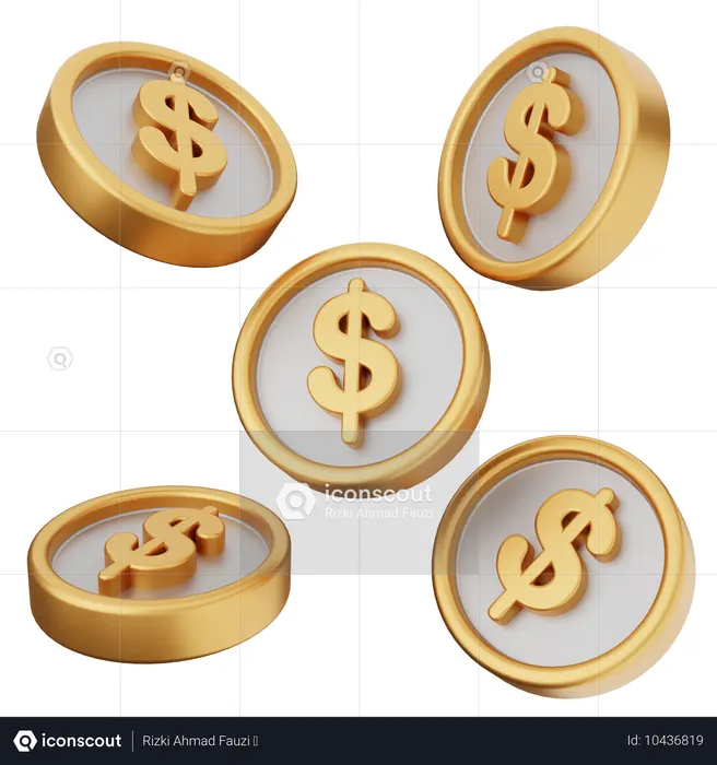 Pièces de monnaie dollar  3D Icon