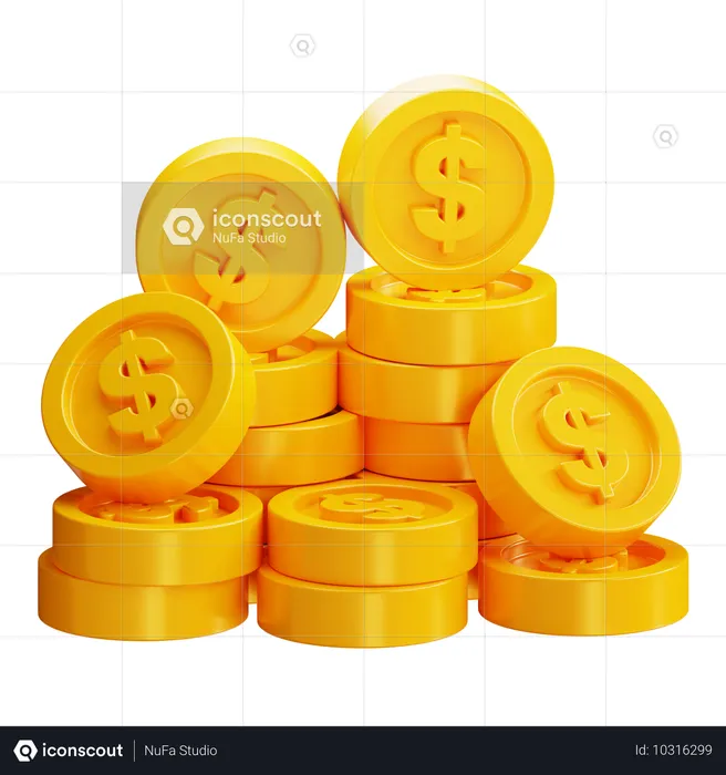 Pièces d'un dollar  3D Icon