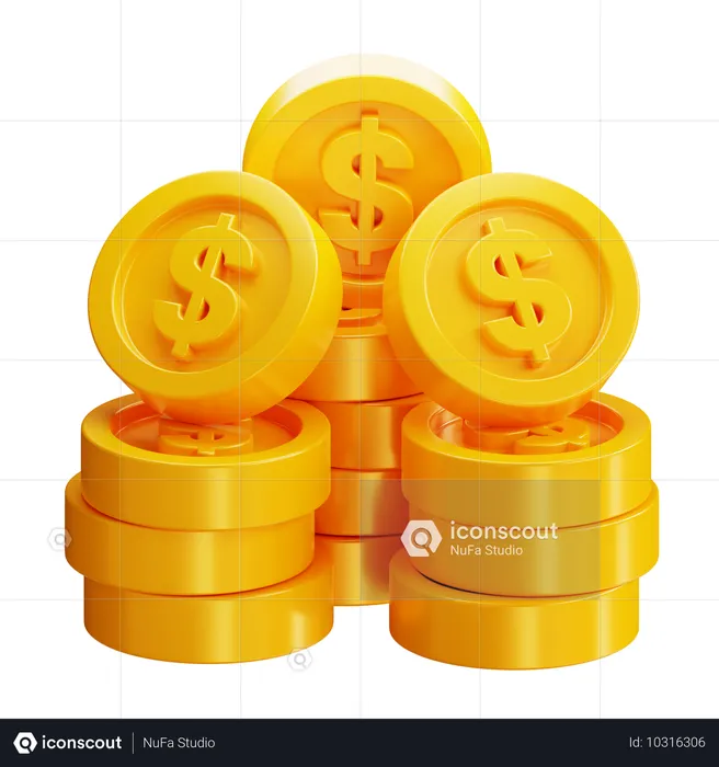 Pièces d'un dollar  3D Icon