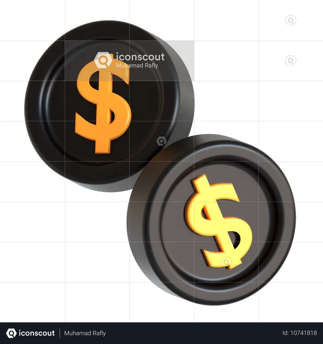 Pièces d'un dollar  3D Icon