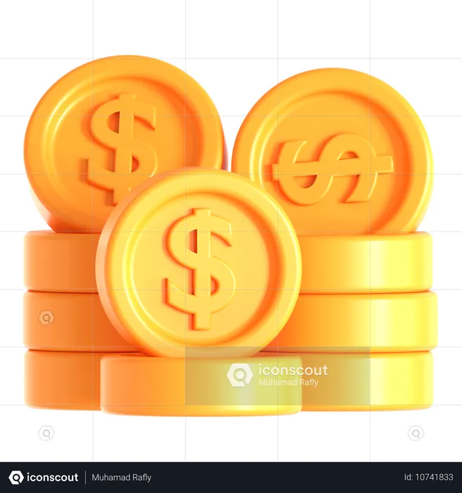 Pièces d'un dollar  3D Icon