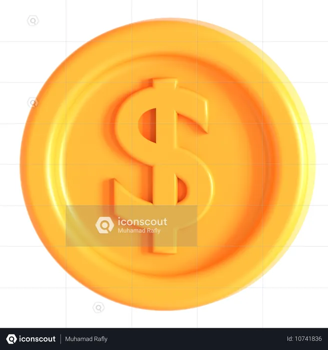 Pièces d'un dollar  3D Icon