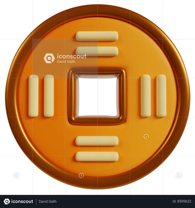 Prospérité des pièces porte-bonheur en or  3D Icon