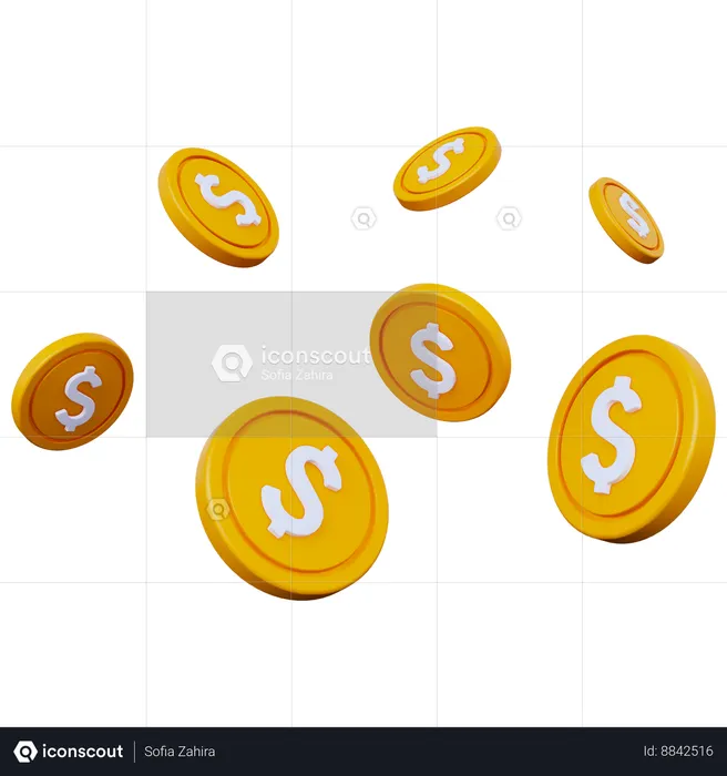 Pièces d'un dollar  3D Icon