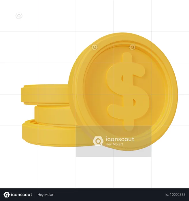 Pièces d'un dollar  3D Icon