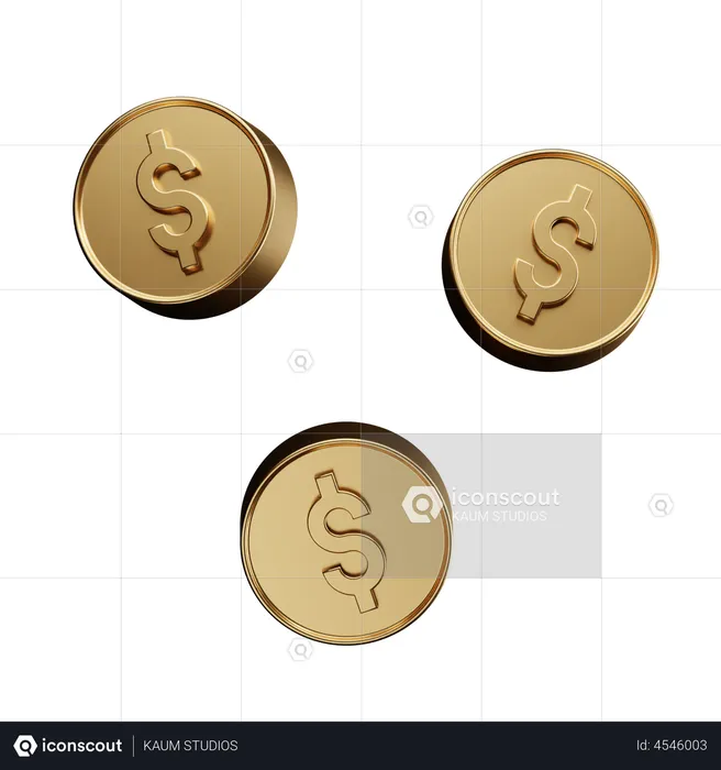 Pièces d'un dollar  3D Illustration