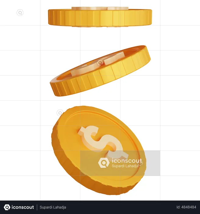 Pièces d'un dollar  3D Icon