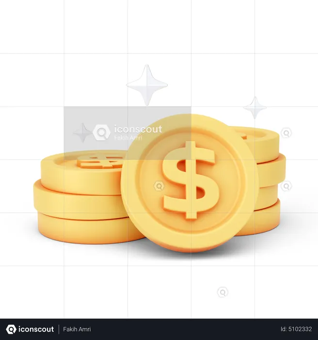 Pièces d'un dollar  3D Icon