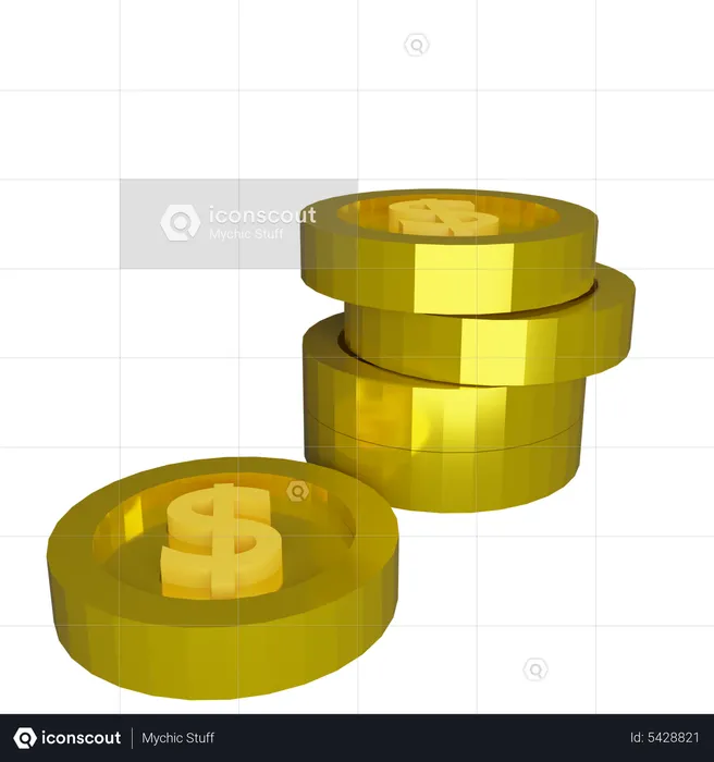 Pièces d'un dollar  3D Icon