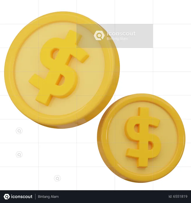 Pièces d'un dollar  3D Icon