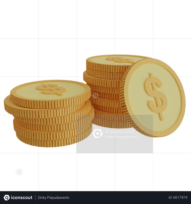 Pièces d'un dollar  3D Icon