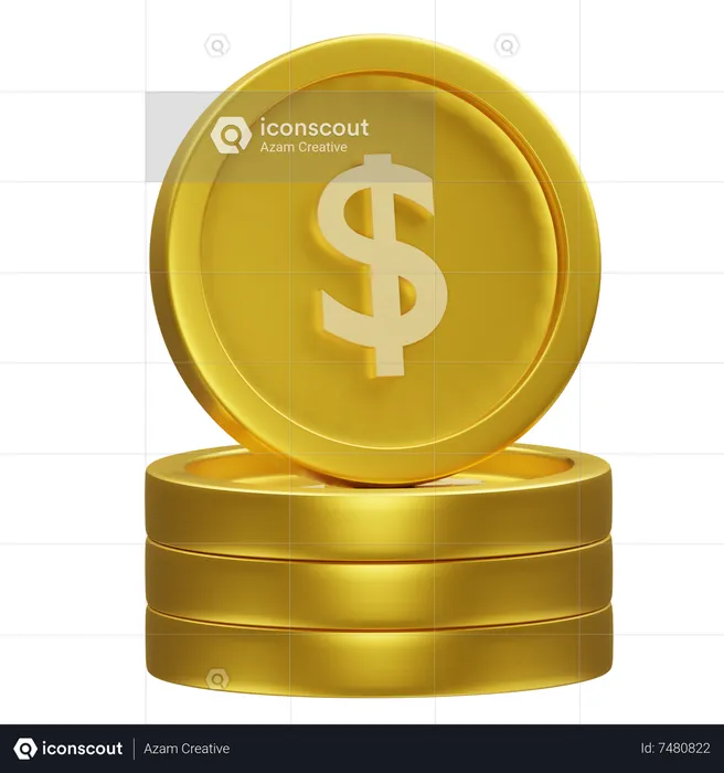 Pièces d'un dollar  3D Icon