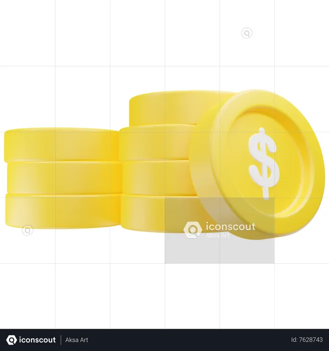 Pièces d'un dollar  3D Icon