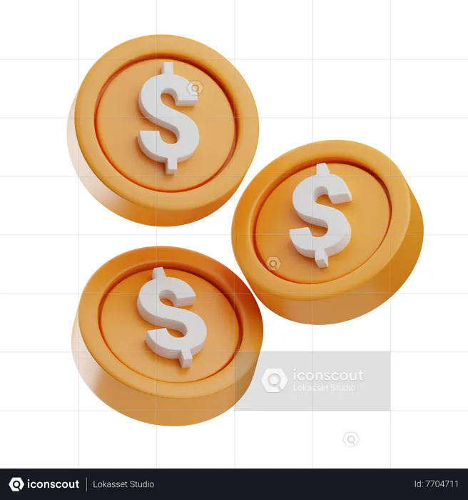 Pièces d'un dollar  3D Icon