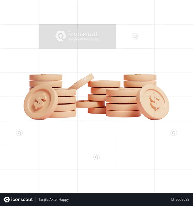 Pièces d'un dollar  3D Icon