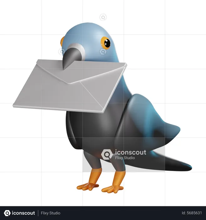 Pigeon Carrying Mail  3D Icon