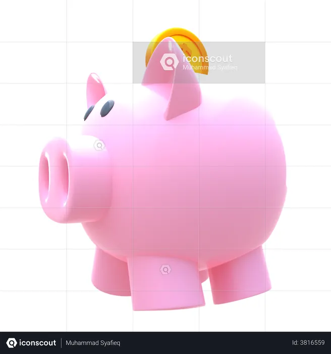 Piggy, bank, gold 3D illustration - Download on Iconfinder