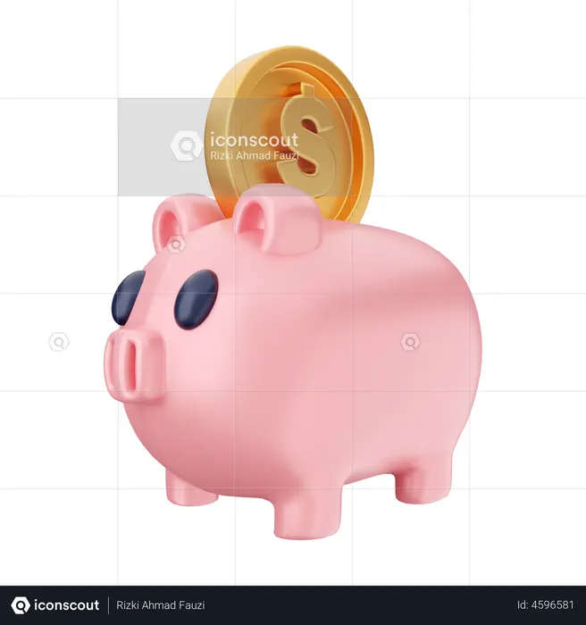 Piggy, bank, gold 3D illustration - Download on Iconfinder