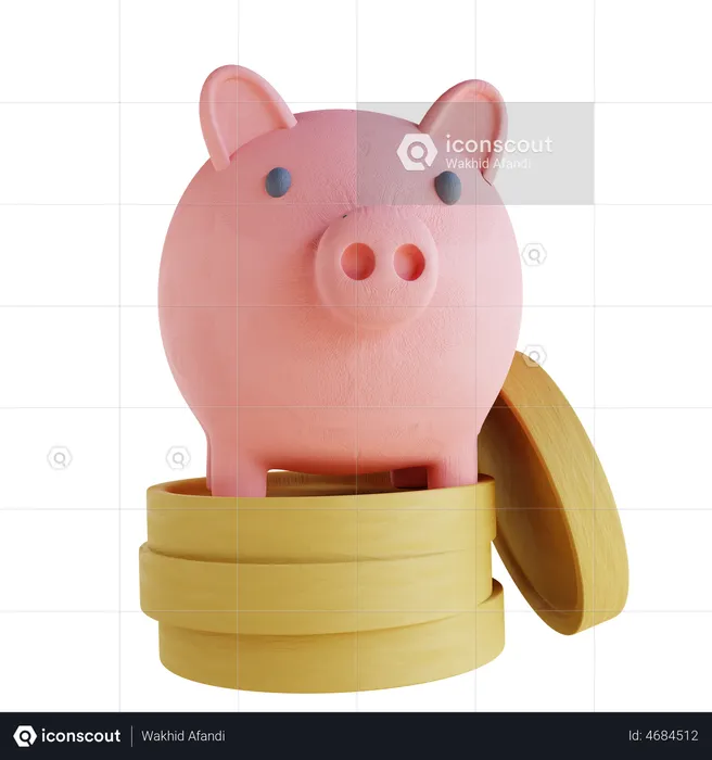 Piggy Bank And Coins  3D Illustration