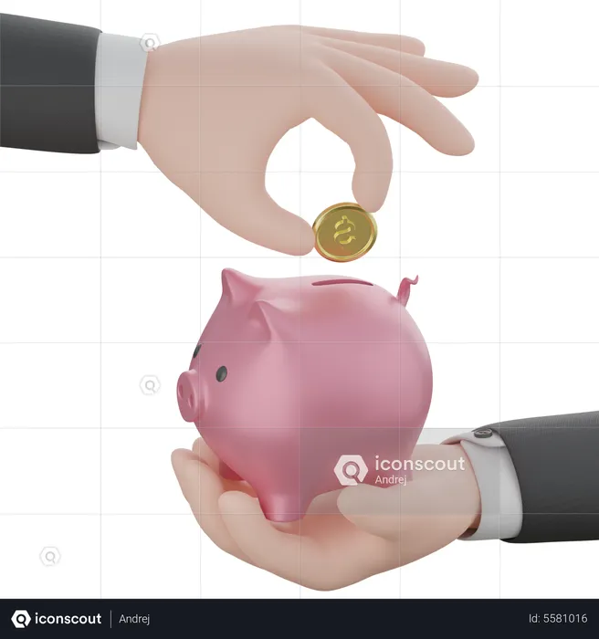 Piggy Bank In Hand  3D Icon