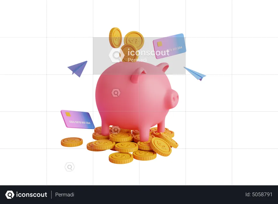 Piggy bank savings  3D Illustration