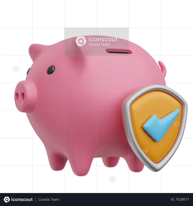 Piggy Bank Shield  3D Icon