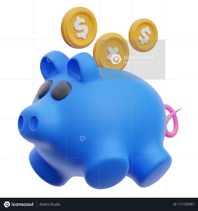 Piggy Bank With Coins  3D Icon