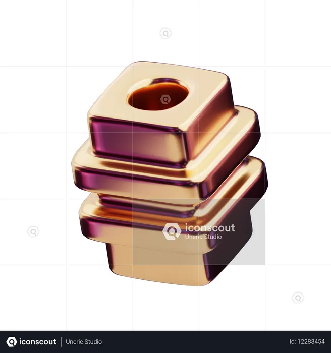 Pila cilíndrica dorada abstracta cromática  3D Icon