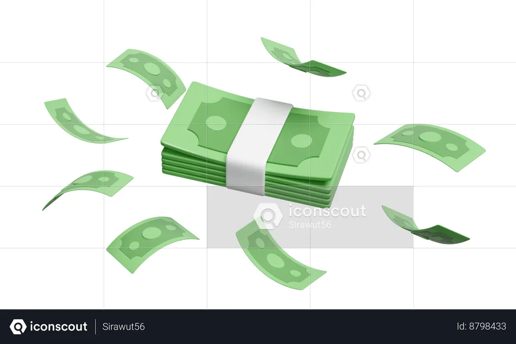 Pila de billetes  3D Icon